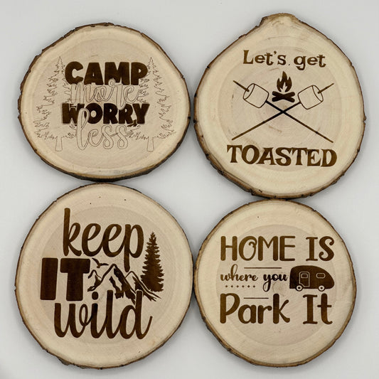 Wood Coasters- Camping/RVing Themed